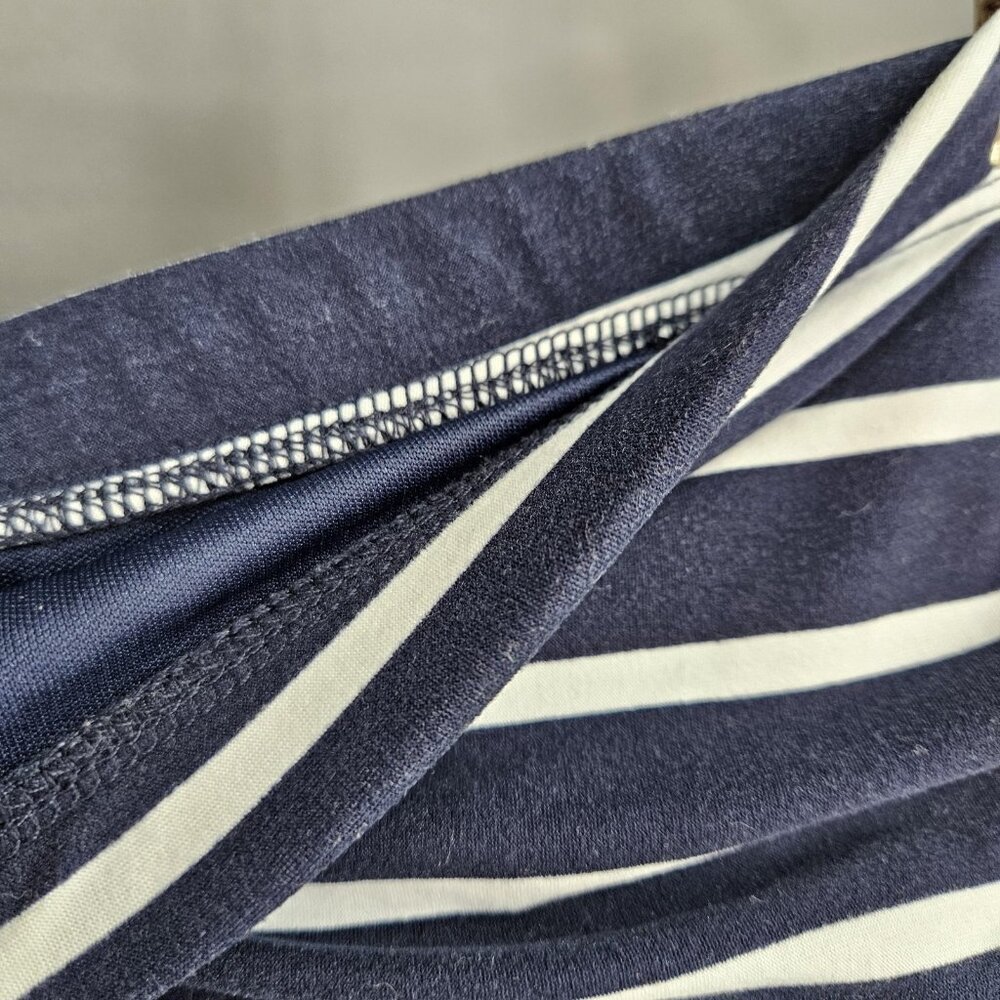 Jumpsuit Junior Large Navy White Stripe Strapless Capri Pockets Nautical Coastal - Picture 8 of 16